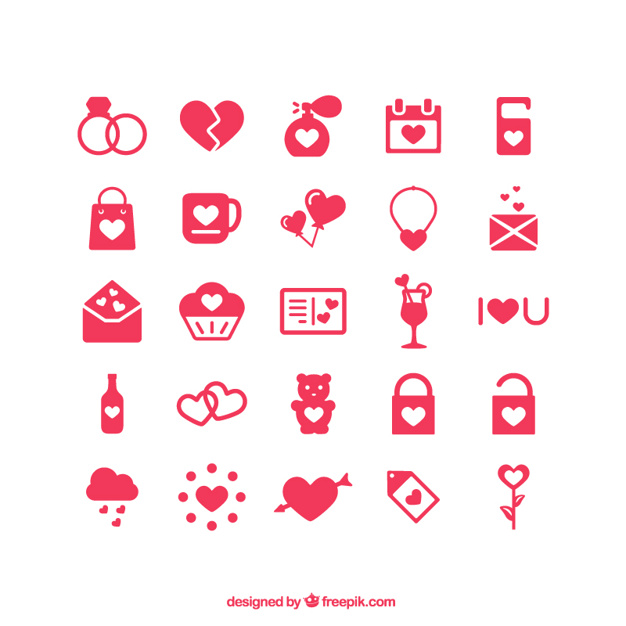 626x626 Valentine's Day Icons Vector Free Download