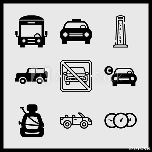 500x500 Simple Icon Set Of Car Related Car With Euro Symbol, Valet, No