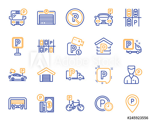 500x405 Parking Line Icons Car Garage, Valet Servant And Paid Transport