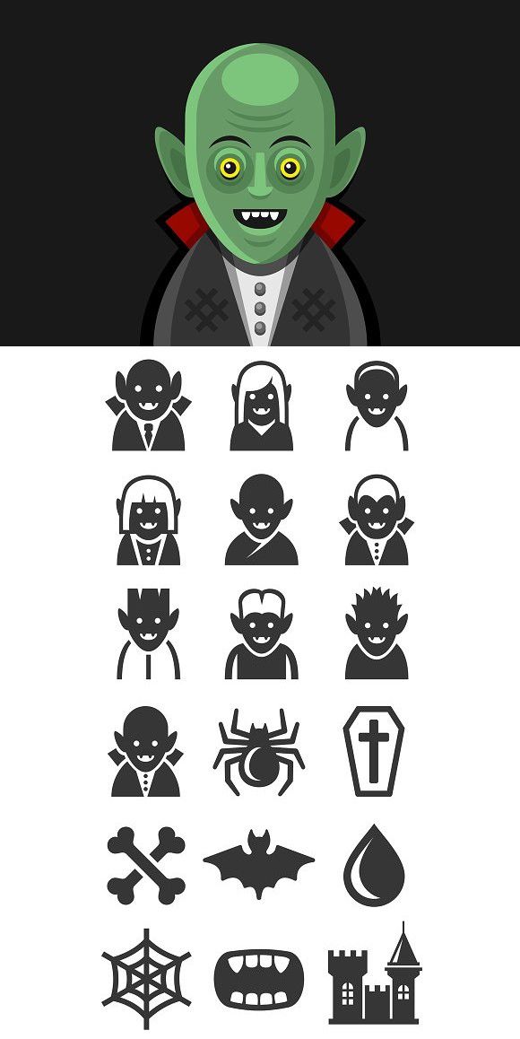 580x1158 Vampire Icons Set