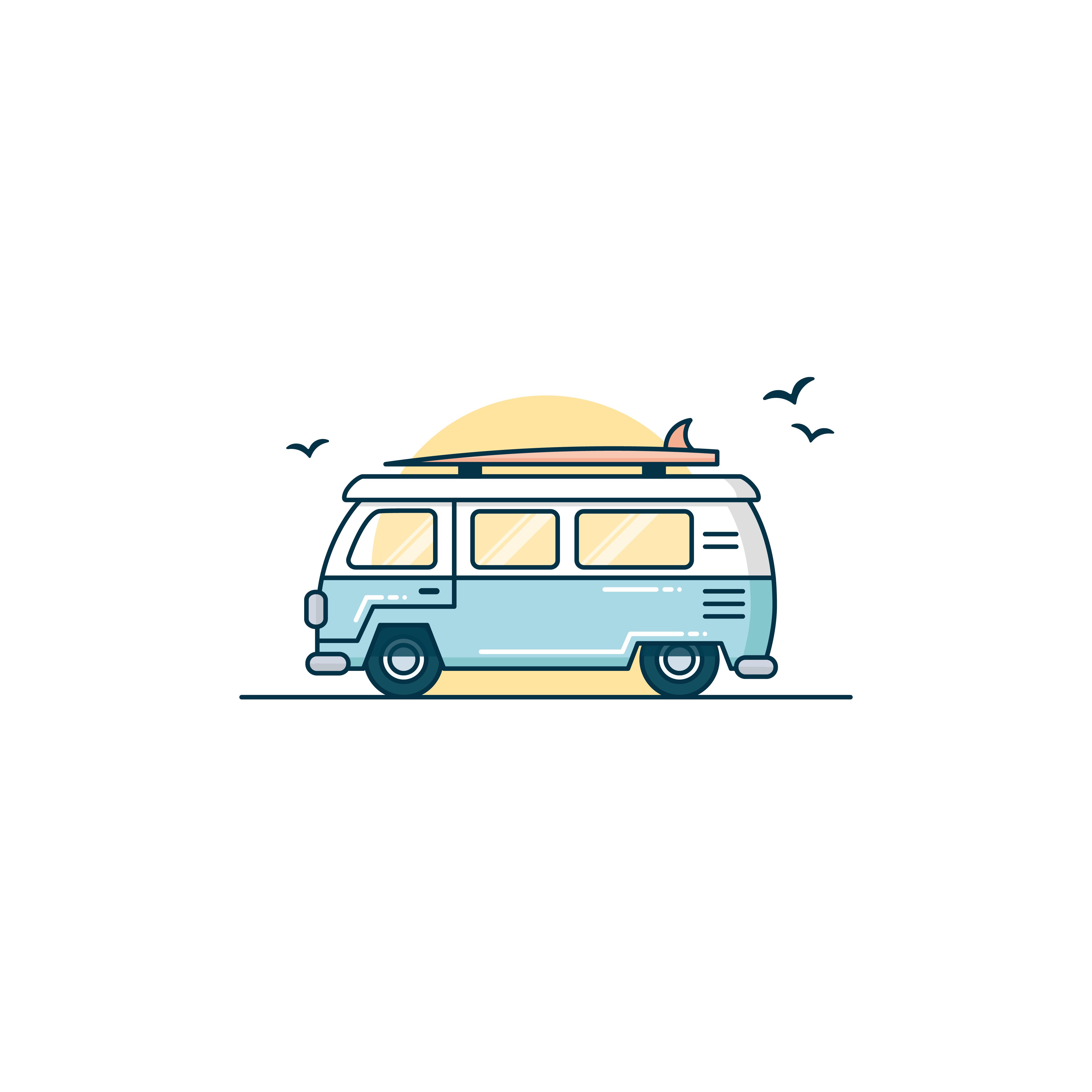 4168x4167 Camper Van Icon Design Simple Design Using Colours Of Summer