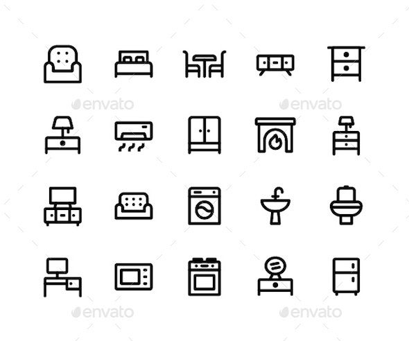 590x492 Furniture Line Icons