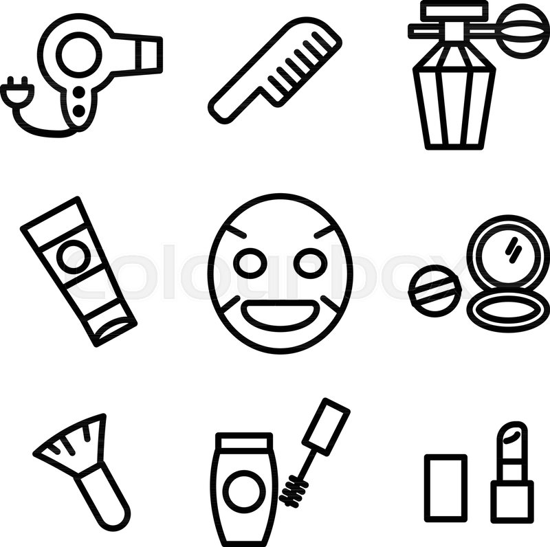 800x796 Simple Outline Of Variety Make Up Icon Stock Vector Colourbox