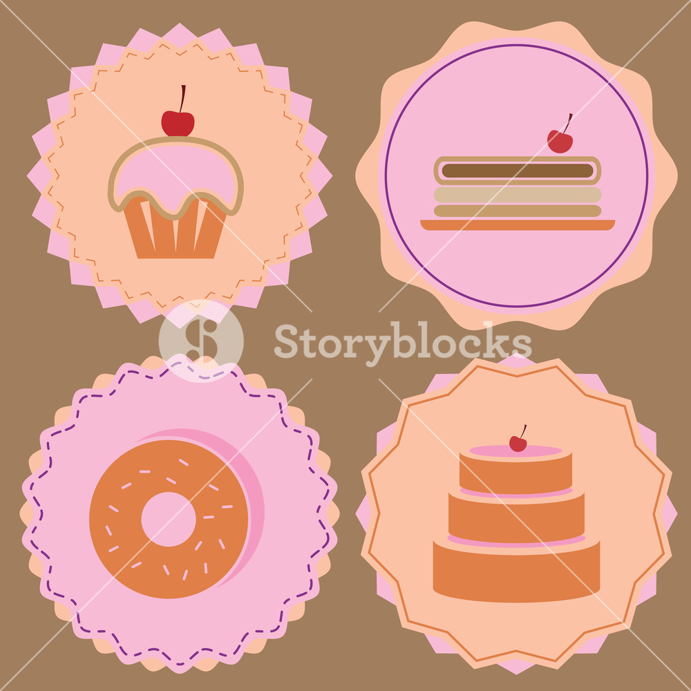 1000x1000 Variety Of Bakery Icon Color Badges, Stock Vector Royalty Free