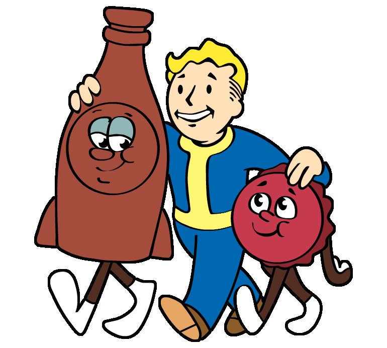 bottle and cappy fallout shelter sign