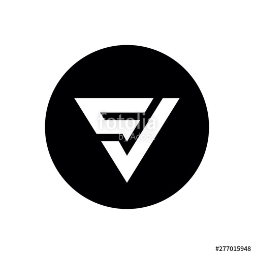 500x500 Letter Cv Or Vc Logo Icon, Triangle And Circle Shape Design, Black
