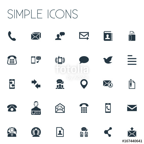 500x500 Vector Illustration Set Of Simple Contact Icons Elements Pin