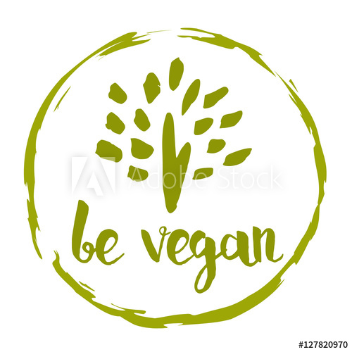 500x500 Be Vegan Hand Drawn Label Isolated Vector Illustration Healthy