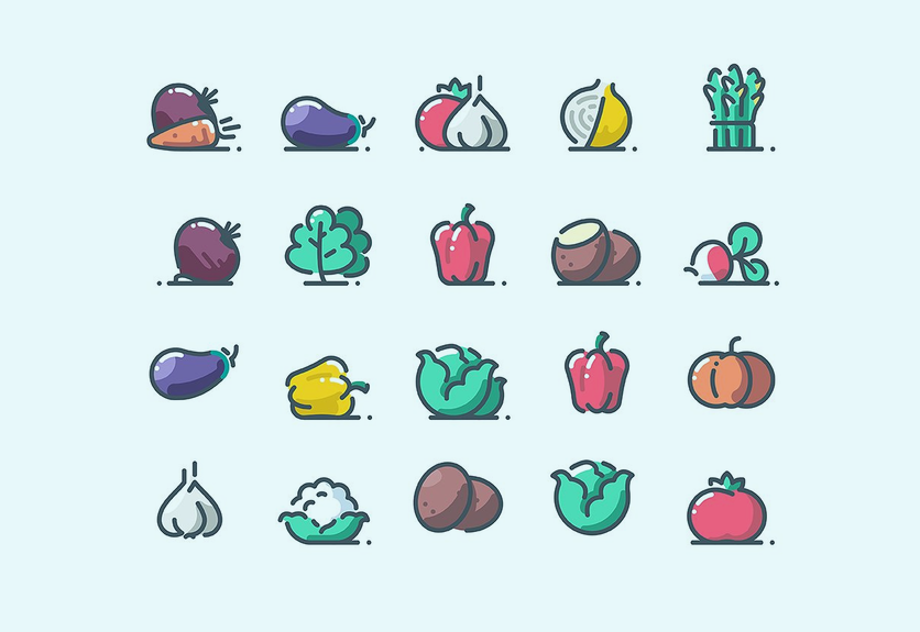 836x575 Best Fruit Vegetable Icon Packs Decolore Net