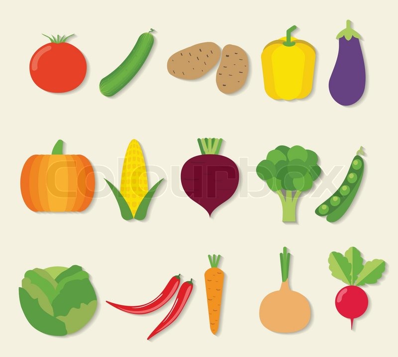 800x717 Vegetable Flat Icon Set The Image Of Stock Vector Colourbox