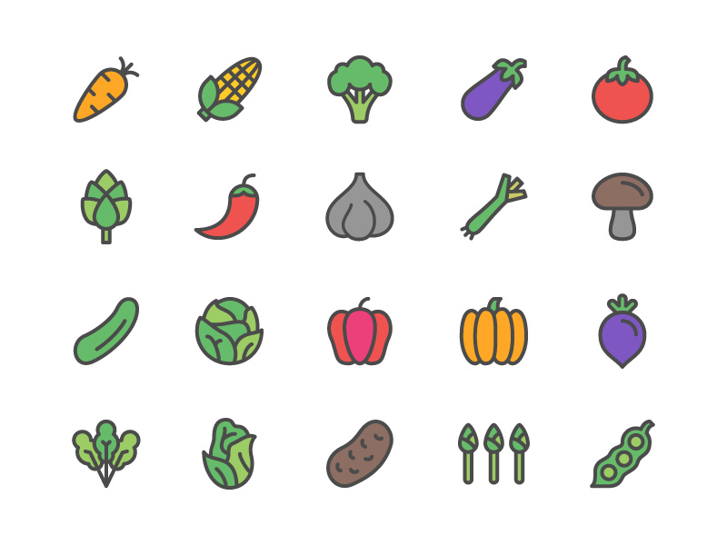 800x600 Vegetables Icon Set