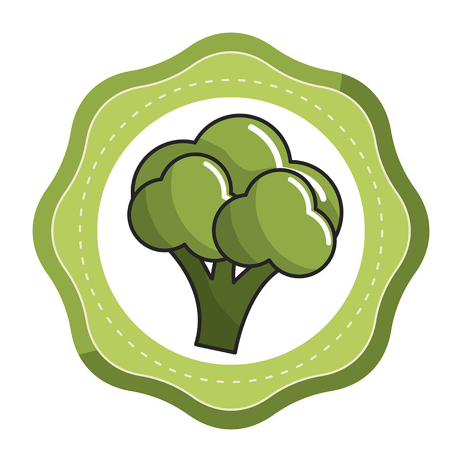 900x900 Emblem Sticker Healthy Broccoli Vegetable Icon