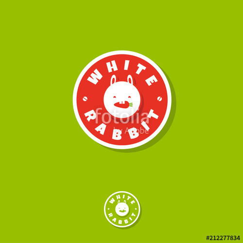 500x500 White Rabbit Logo Vegetarian Icon Cute Rabbit Eat Carrot Vegan