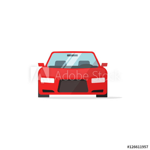 500x500 Car Icon Red Color Vector Illustration, Auto Icon Isolated