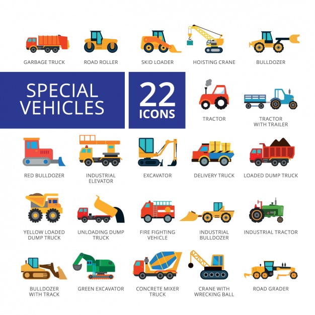 626x626 Vehicle Icons Collection Vector Free Download