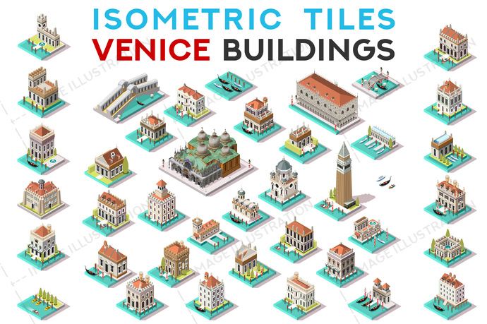 690x459 Isometric Tile Set Buildings Venice View Icons