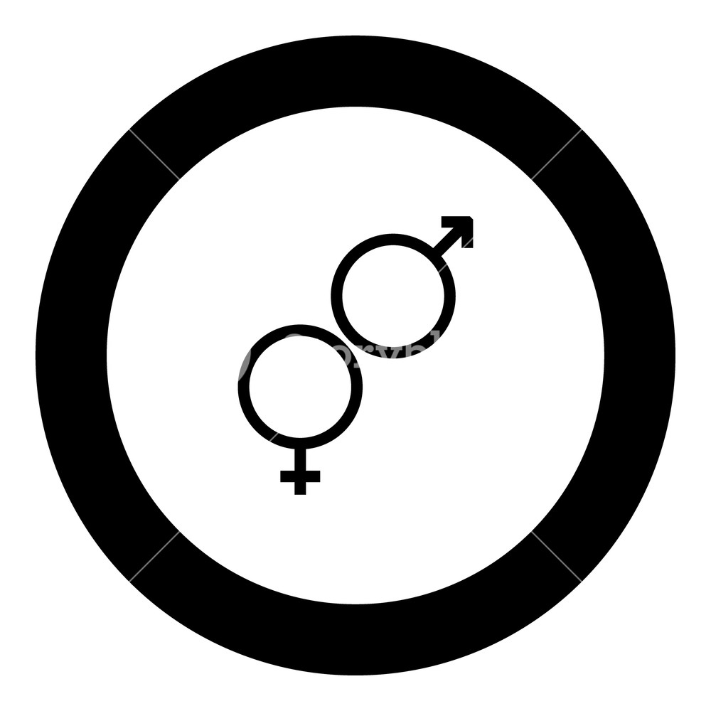 1000x1000 Venus And Mars Symbol The Black Color Icon In Circle Or Round