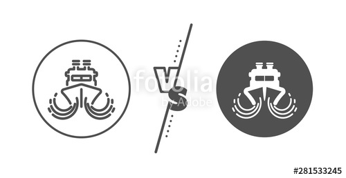500x258 Watercraft Transport Sign Versus Concept Ship In Waves Line Icon