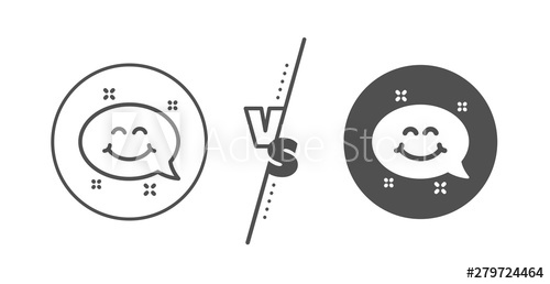 500x258 Happy Face Sign Versus Concept Smile Chat Line Icon Emoticon