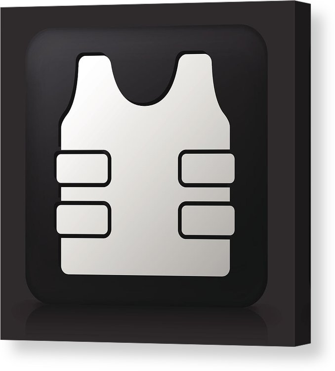 678x750 Black Square Button With Bulletproof Vest Icon Canvas Print