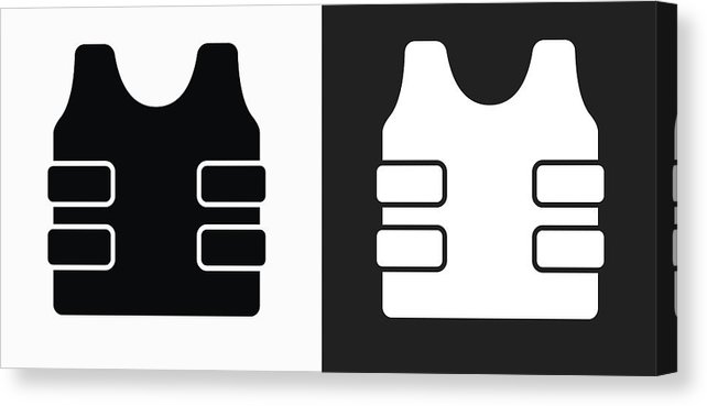 642x369 Bulletproof Vest Icon On Black And White Vector Backgrounds Canvas