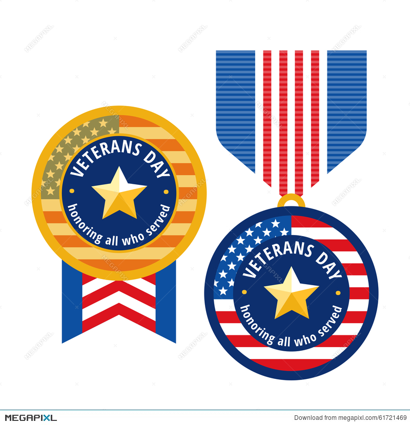 800x830 Veterans Day Flat Medals Icons Illustration