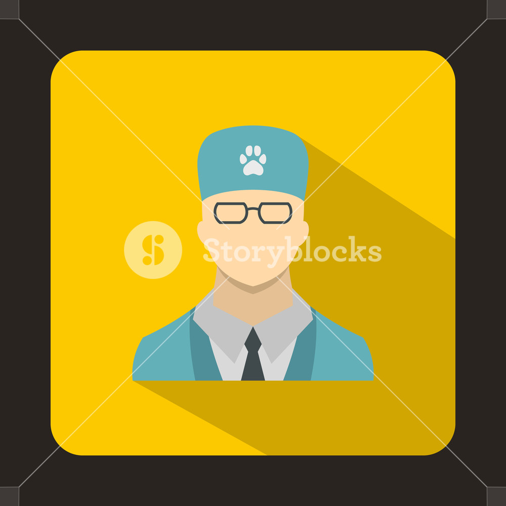 1000x1000 Veterinarian Icon In Flat Style With Long Shadow Veterinary