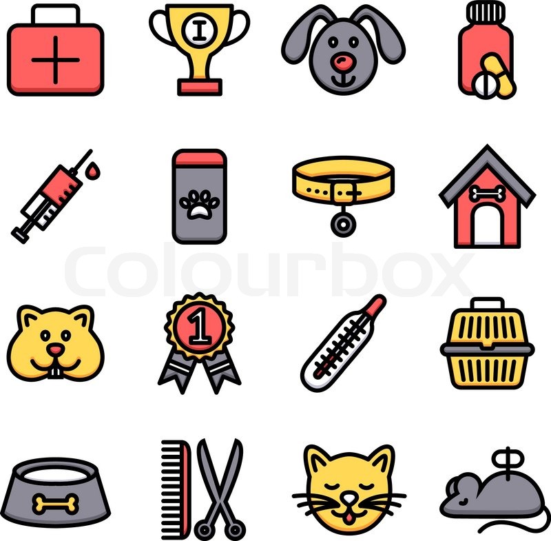 800x785 Veterinary Icon Set With Vet Clinic Stock Vector Colourbox