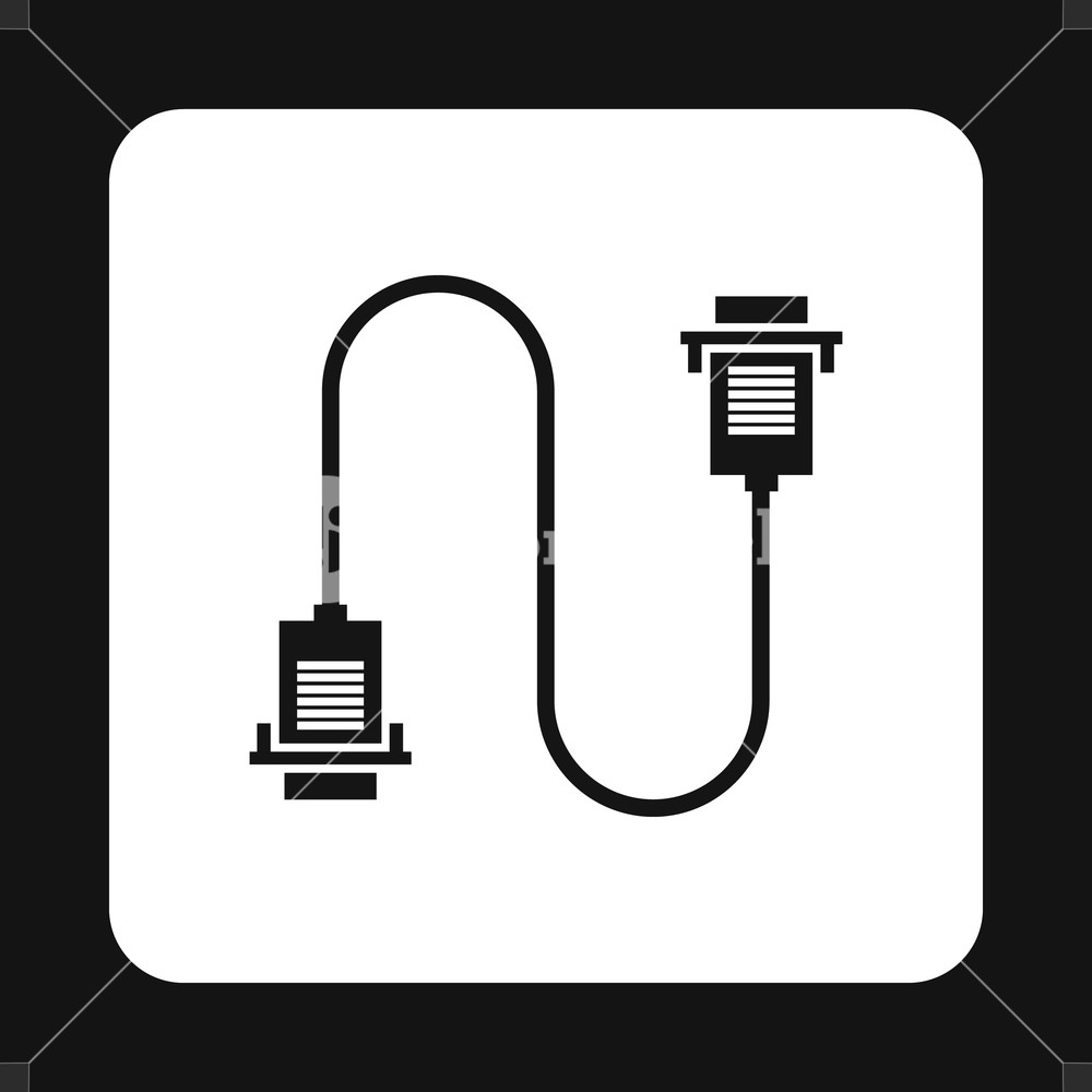 1000x1000 Cord Vga Icon In Simple Style Isolated On White Background Cable