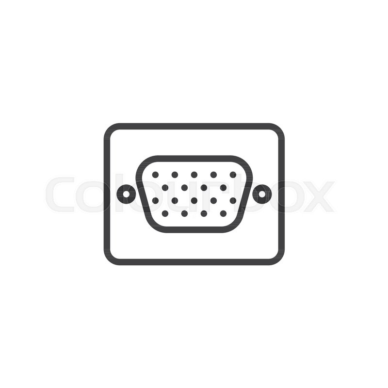 800x800 Video Graphics Array Port Line Icon, Stock Vector Colourbox