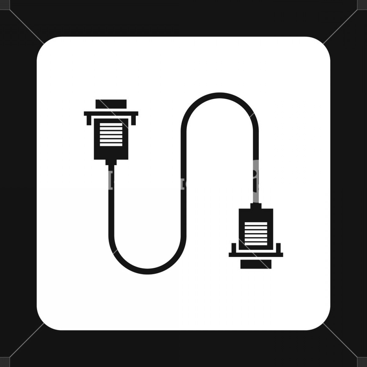 1200x1200 Cord Vga Icon In Simple Style Isolated On White Background Cable