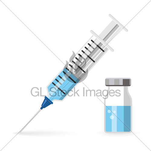 500x500 Plastic Medical Syringe And Vial Icon Gl Stock Images