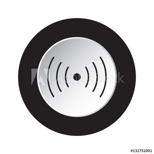 500x500 Round Black, White Button
