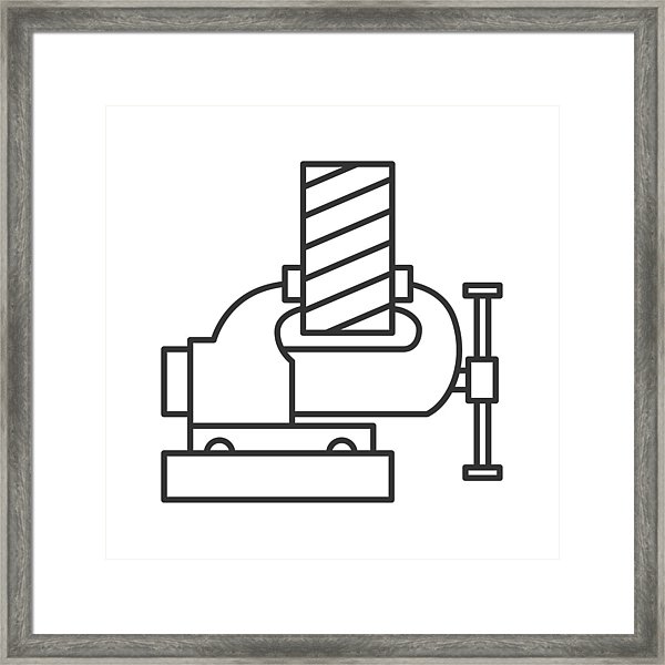 600x600 Bench Vice Fixing Wooden Plank Icon Framed Print