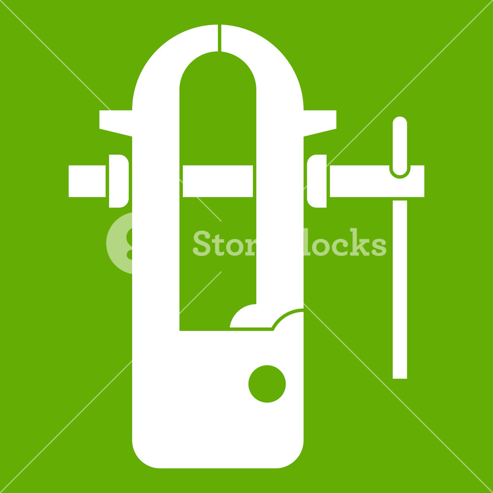 1000x1000 Blacksmiths Vice Icon White Isolated On Green Background Vector