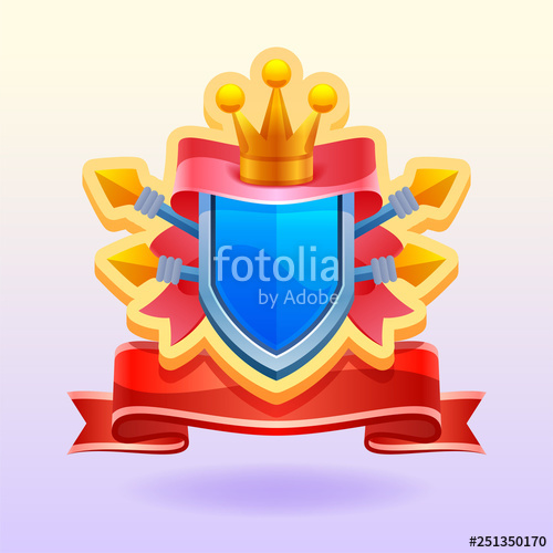 Game Elements Shield With Crown And Ribbon Victory Icon Stock 500x500 Game Elements Shield With Crown And Ribbon Victory Icon Stock