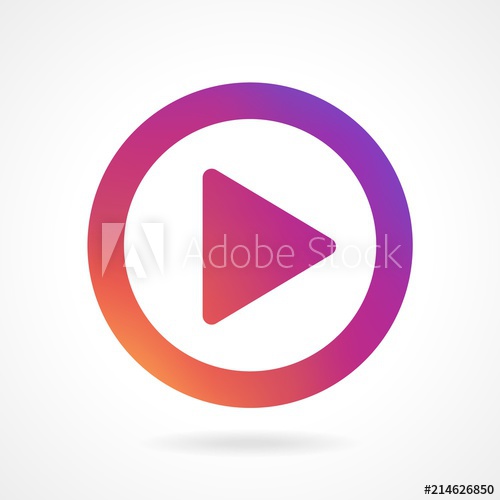 500x500 New Video, Audio Play Icon, Symbol, Button, Sign Gradient Color