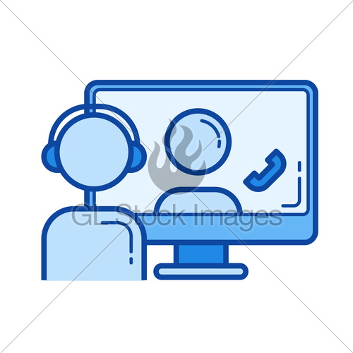 500x500 Video Conference Line Icon Gl Stock Images