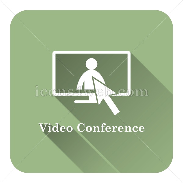 600x600 Video Conference Flat Icon With Long Shadow Vector
