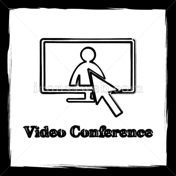 600x600 Video Conference Sketch Icon