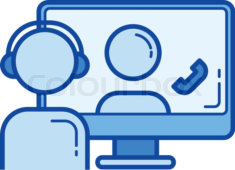 800x580 Video Conference Vector Line Icon Stock Vector Colourbox