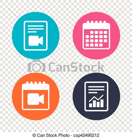 450x470 Report Document, Calendar Icons Video Camera Sign Icon Video