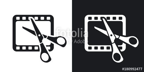 500x250 Vector Video Editing Icon Two Tone Version On Black And White