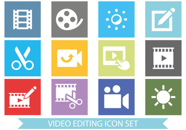 632x443 Flat Style Video Editing Icon Set Free Vector Download