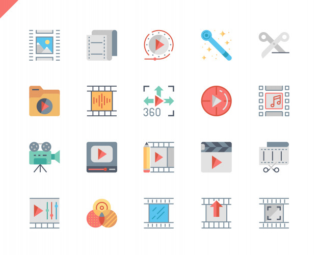 Simple Set Video Editing Flat Icons Vector Premium Download 626x500 Simple Set Video Editing Flat Icons Vector Premium Download