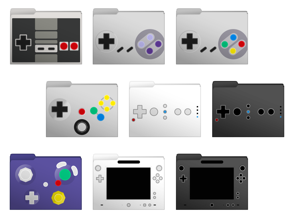 Nintendo Controllers Set Computer Folder Icons 1024x768 Nintendo Controllers Set Computer Folder Icons