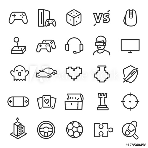 Video Games Icon Set Game Genres And Attributes Linear Design 500x500 Video Games Icon Set Game Genres And Attributes Linear Design