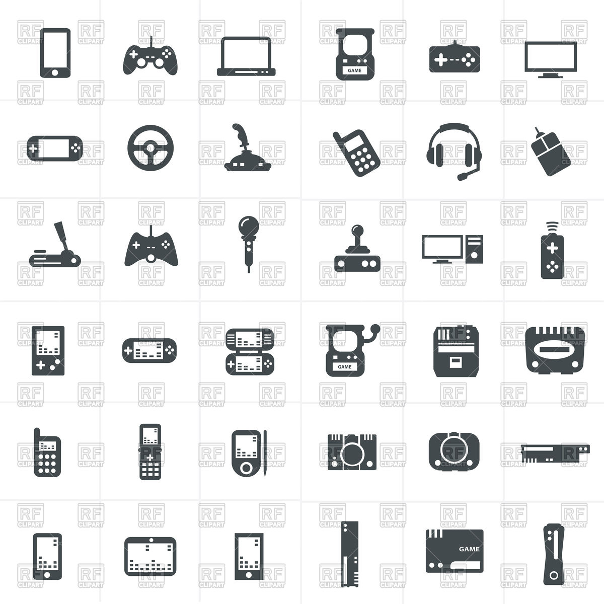 1200x1200 Video Game And Joystick Icons Vector Image Of Signs, Symbols, Maps