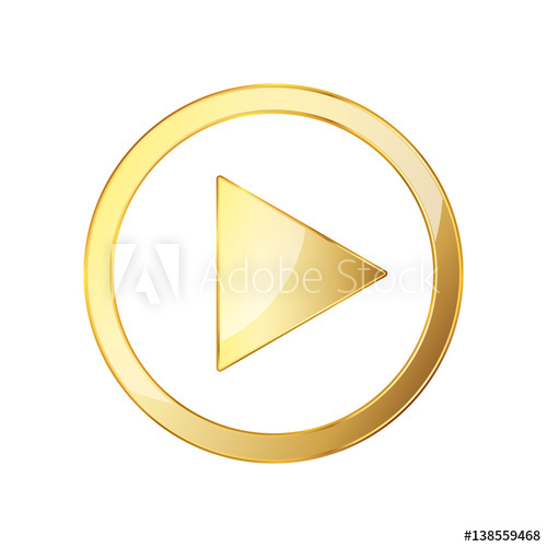 500x500 Golden Video Play Icon Vector Illustration