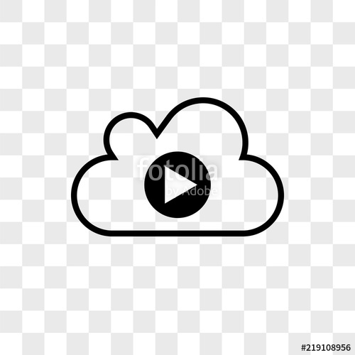 500x500 Cloud Video Play Vector Icon On Transparent Background, Cloud